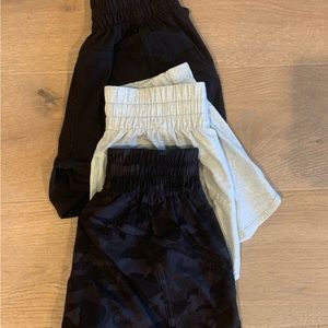 Lululemon Track that shorts. Size 2. Pack of 3 (black cami, light blue & black)
